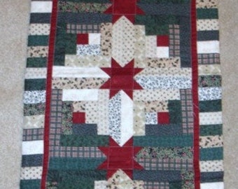 20% off thru 7/10 Instructions only LOG CABIN STAR Christmas table runner pattern December Year one- pieced quilted