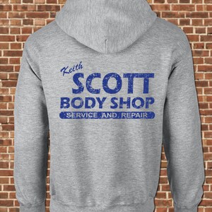 KEITH SCOTT Body Shop Mens Hooded Sweatshirt -all sizes - sport grey funny one tree hill car mechanic vintage hoodie UG644D