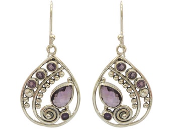 Amethyst Gemstone With 925 Sterling Silver Earring handmade Jewelry