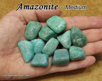 Amazonite tumbled stone for crystal healing — multiple sizes available