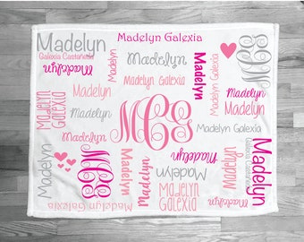SALE! Baby Girl Blanket Personalize Baby Blanket Monogram Baby Blanket Name Blanket Swaddle Receiving Blanket Baby Shower Gift