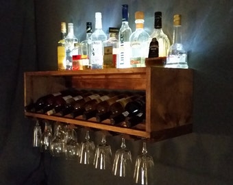 Lighted Mini Bar and Wine Bottle Rack - Wine Storage Display