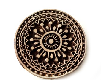 Round Indian Wood Stamp Floral Carved Wood Stamp Wood Stamp Tjaps Batik Stamps Wood Stamp Block Printing Geometric Stamp FREE SHIPPING