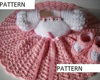 Crochet Pattern Baby dress and booties, GC108