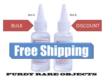 Clear Epoxy Resin 2 Part Set Pouring Glue Mixing AB Rosin 2:1 ratio parts A and B Transparent Crystal 50 mL bottles Bulk Cheap Free Shipping
