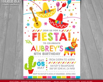 Fiesta Birthday Invitation - Cinco De Mayo Invitation - Mexican Fiesta Printed or Printable Invitation - Fiesta Invitation Party (MXIN02)