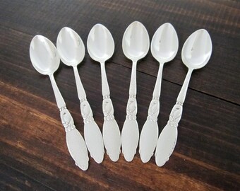 Vintage OJ Monogrammed Demitasse Spoons, Silverplate Set of 6, Swedish Flatware, Scandinavian Silver