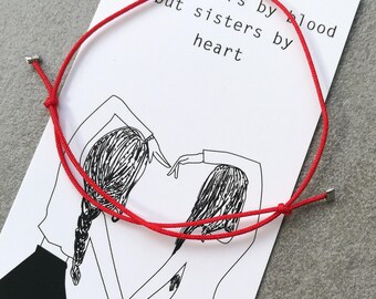 Red String Bracelet,Friendship Bracelet,Sisters Bff Heart with meaning Card,Gift,Love Bracelet
