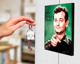 Key Holder & Wood Mounted Key Rack, Hook, Organizer, Storage, Wall Art (Bill Murray)