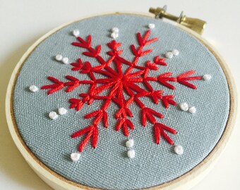 Snowflake Ornament - Embroidered Ornament - Christmas Ornament - Embroidery Hoop Art - Hand Embroidery - Modern Embroidery - Christmas Decor