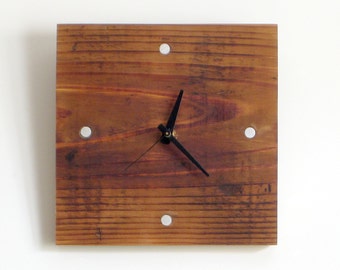 WOOD WALL CLOCK> Father's Day Reclaimed Douglas Fir Small Hanging Clock—Graduation Housewarming Birthday Gift—Horloge Bois/Reloj Madera Eco