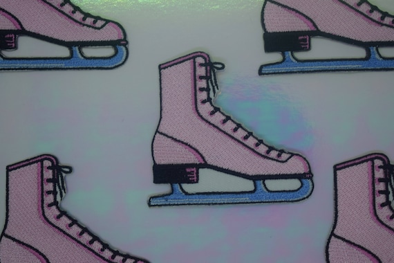 Pink Ice Skate Iron on Patch