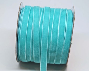 Velvet Woven Ribbon Trim -- 3/8 inches -- Robins Egg Blue