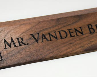 wooden custom plates name desk personalized walnut solid inch