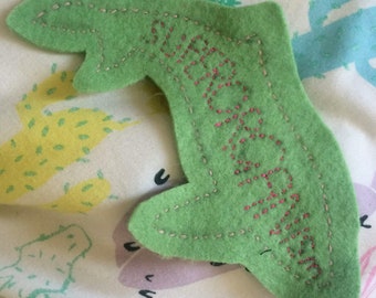 Handmade Superorganism Whale Green and Pink patch