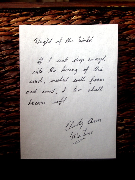 Artist Poet Original Handwritten Poem Unique Art Poetry Lovers Writers Art Collectibles