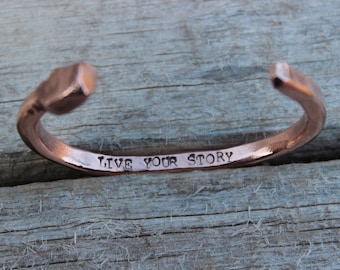 Hand Stamped Personalization- UPGRADE for Bangle and Cuff Bracelets, Rings, Custom Hand Stamped Message, Special Date, Name, Birthdate
