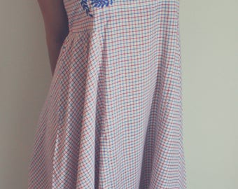 Gingham Organic Cotton Embroidered Maxi Dress