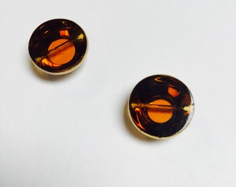 Vintage German Glass Pagoda Bead in Amber - 2 Pieces - #548
