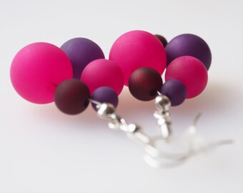 purple earrings pink purple earring big pearls polaris earrings