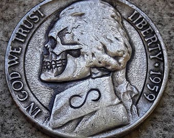 Modern Skull Hobo Nickel! Carved By JB These Are Not Carved Yet And Will Be When Ordered!