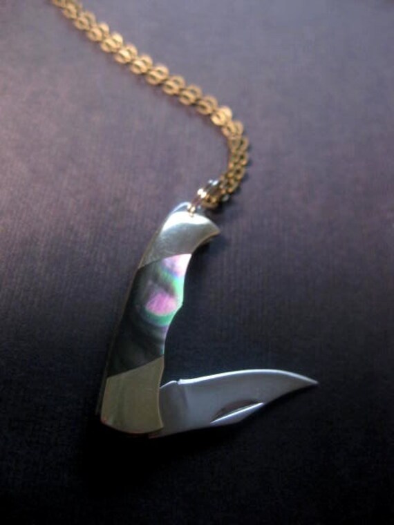 Mini Pocket Knife Necklace Mens Gift Folding Knife