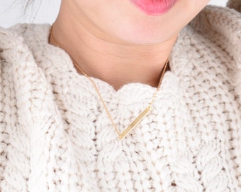 Gold Bar Necklace, mothers day gift, Custom Bar Necklace, Personalized Necklace, Bridesmaid Gift, Custom Name Necklace, graduation gift