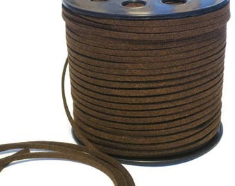 Brown Faux Suede Cord 3mm, Micro Fiber Vegan Leather Lace, Dark Coffee Beading Lace, Jewelry Making Cord, Braided Headband Making