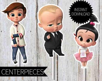 BOSS Baby Birthday Party PRINTABLE Character Centerpieces- Instant Download | DreamWorks | The Boss Baby Movie| Cake Toppers