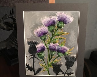 Original watercolour painting 'Thistles' Scottish