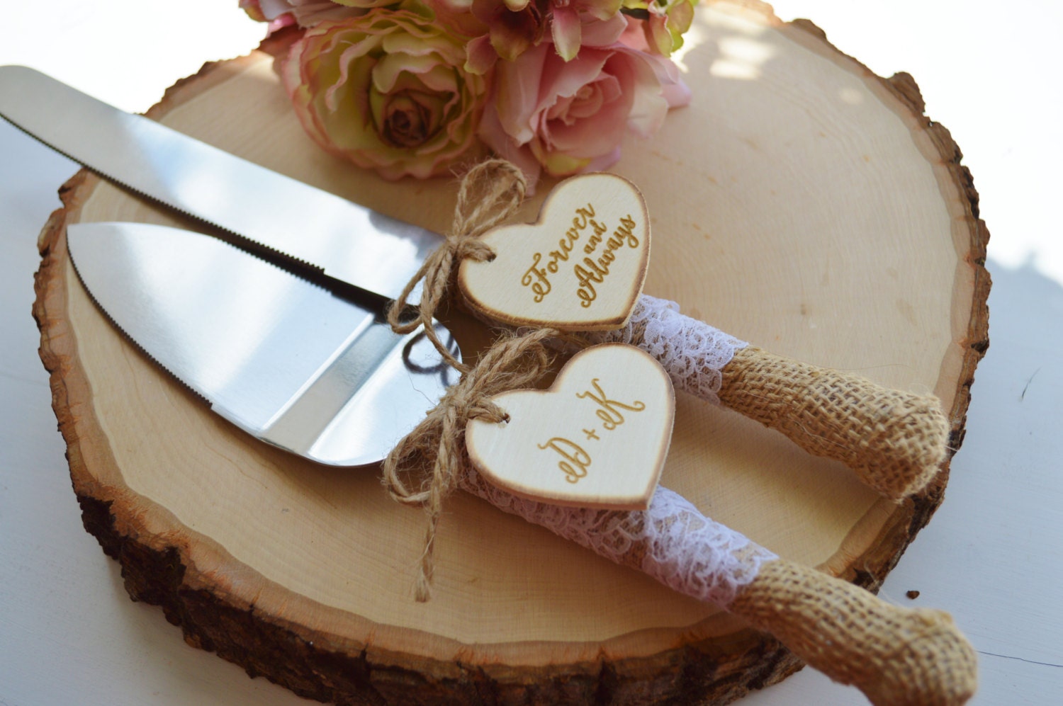 Rustic Wedding Cake Knife Customized Burlap Rustic Wedding Cake Knife Customized Burlap