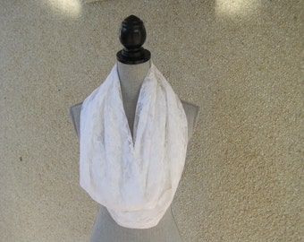 Lace, Lace Infinity scarf, white lace, fabric scarf, white lace scarf, lace scarf, vintage lace, eternity scarf, loop scarf, tube scarf