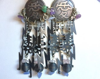 Huge Vintage Marjorie Baer Accessories Adian Themed Earrings
