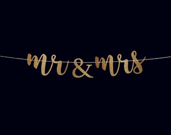 Mr and mrs banner wedding reception banner wedding decorations glitter banner wedding reception sign wedding party banner mr and mrs sign