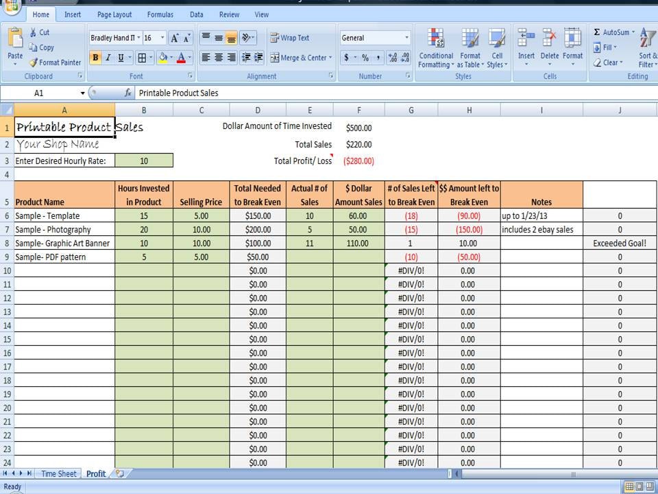 Printable & Digital Product Sales Tracker / Profit Tracking by