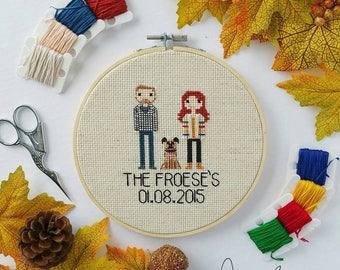 CUSTOM WEDDING/COUPLE Portrait Cross Stitch - Anniversary Gift - Cotton Gift - Christmas Gift - Birthday Present - Wedding Present