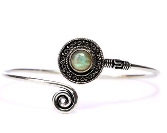 Boho Tribal Bangle Labradorite Gemstone Bracelet Adjustable Gift Boxed + Giftbag + Free UK Delivery WBB28