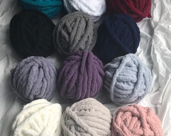 Super Chunky Knit Chenille Yarn, Chenille Blanket Yarn, Chenille Yarn for Arm Knitting ***12 Colours Availble***