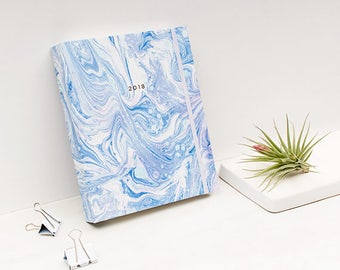17M Marble ARCTIC BLUE Planner Hardcover Spiral Bound