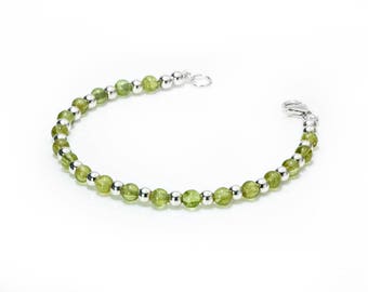 Peridot Bracelet | Sterling Silver Bracelet | August Birthstone Jewellery | Birthday Gift Peridot Jewelry | 925 Silver Stacking Bracelet |