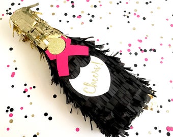 Champagne Bottle Piñata | Pop Fizz Clink | Poppin' Bottles | Bachelorette Party Decor | Bridal Shower Decor | Bubbly Bar | Party Decor | Bar
