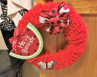 Watermelon Summer Wreath made with Loopy chenille