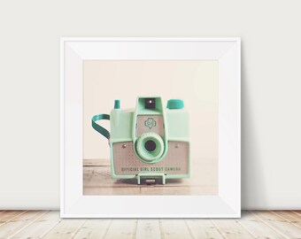 vintage camera photograph mint camera print Girl Scout photograph mint camera art Girl Scout print nursery wall art