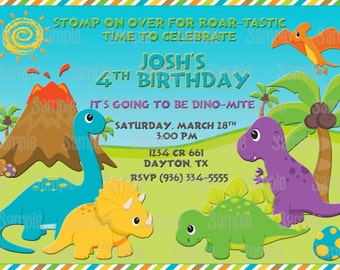 Printable Dinosaur Birthday Party Invitation plus FREE blank