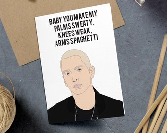 Eminem, Arms Spaghetti Funny Valentines Day Card (Anniversary Card, Celebrity Pop Culture Hip Hop Card. Funny Birthday Card)
