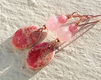Earrings "pink prints" - plated rose gold
