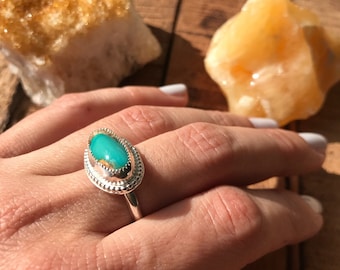 Royston ribbon Turquoise ring, Sterling silver 925, one of kind ring, boho jewelry, handmade turquoise ring, size 6.5