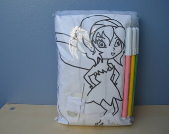 kit diy, coussin à colorier fée.