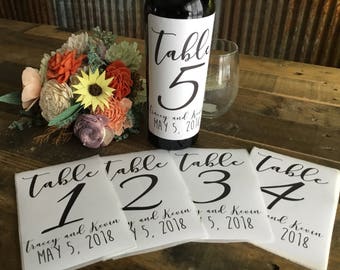 Wedding Table Numbers Label - Wedding Labels - Wine Bottle Table Numbers -Wedding Table Decor - Wine Bottle Labels - Custom Labels