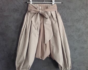 harem pants children taupe and striped light taupe